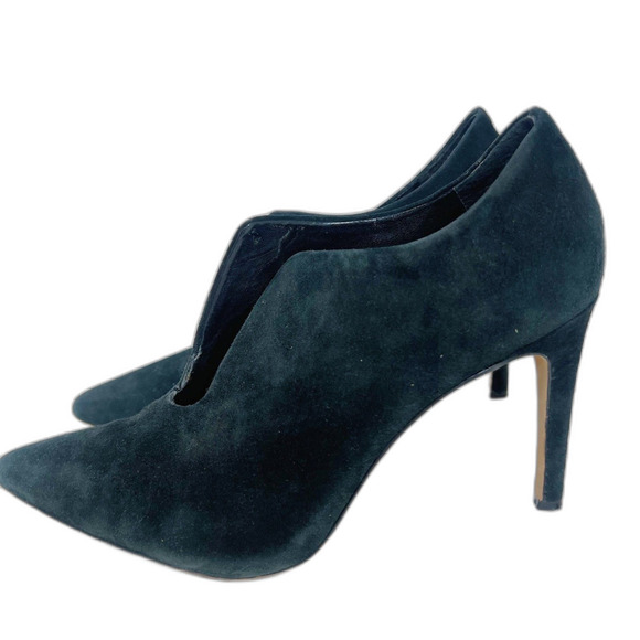 Vince Camuto Metseya Black Suede Bootie Heel Pump Split Vamp Women's Size 8 - Picture 8 of 8
